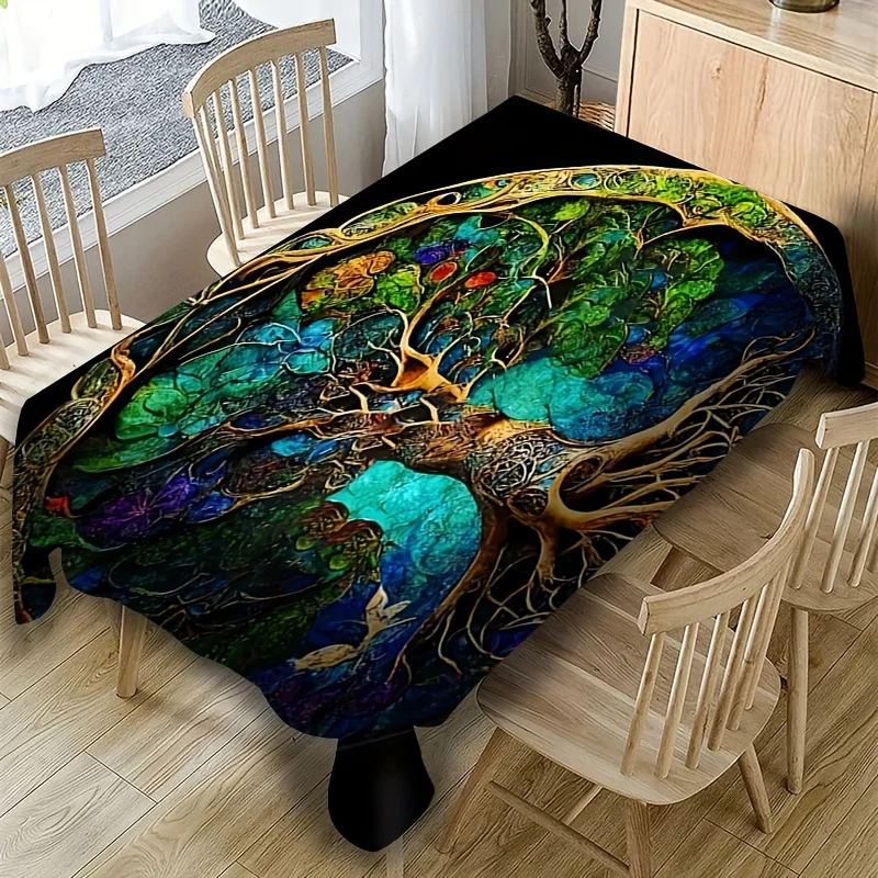 VIKAMA Fantasy Forest Tischdecke, Restaurant, maschinenwaschbar, Ins-Stil, natürliche künstlerische Atmosphäre, dekoratives Accessoire Image