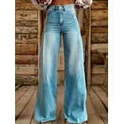 Jeans a gamba larga casual moda donna taglia standard 25AW denim elastico lavato versatili pantaloni a gamba larga larghi
