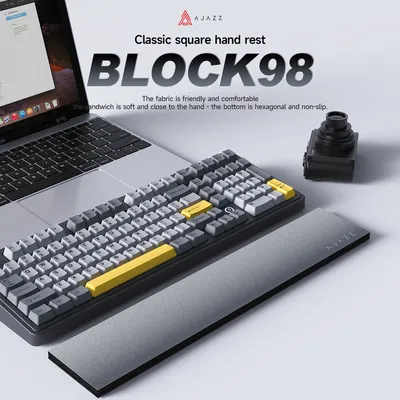 AJAZZ BLOCK98 Classic Square 98-key Keyboard Tray Wrist Rest - Friendly and comfortable Sandwich is soft to the touch Hexagonal