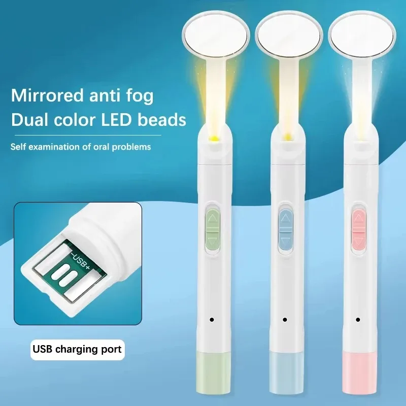 Dental LED Licht Mund Spiegel Tragbare Wiederverwendbare Zahnarzt Oral Überprüfung Nebel Helle Zahn Pflege Hygiene Sauber Instrument Image