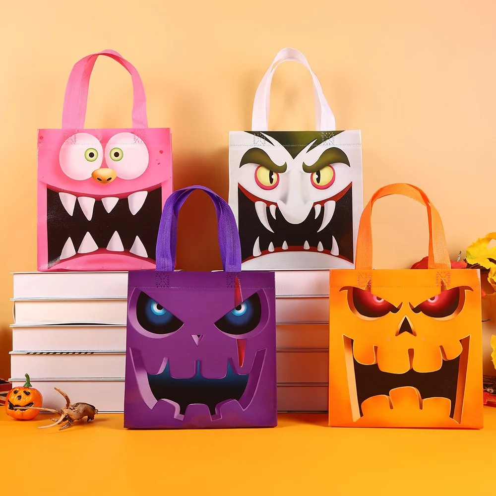 4/8/12 Stück Vlies-Kürbis-Geist-Handtasche für Halloween, Geister, Festival, Streich, Party, Süßigkeiten, Geschenk, Aufbewahrung, Verpackungszubehör Image