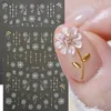 2PCS elegante Gänseblümchen Blume Nail Art Aufkleber Y2K Gold Silber Blütenblätter Blatt Aufkleber Bronzing Linie Design selbstklebende Maniküre Dekor