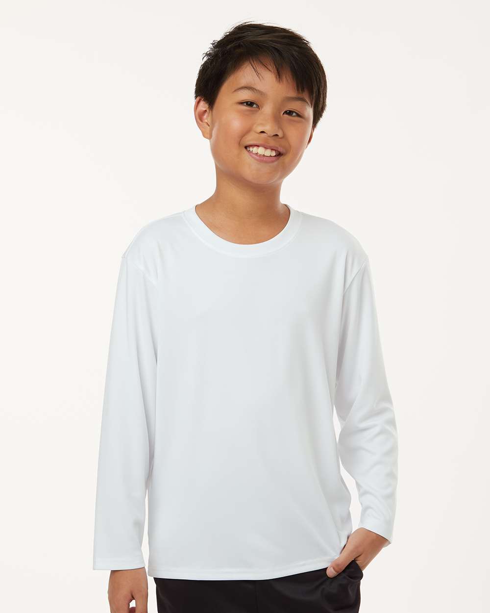 AllPro 48400Y Youth Pro-Lock Performance Long Sleeve T-Shirt in White size XL | Polyester