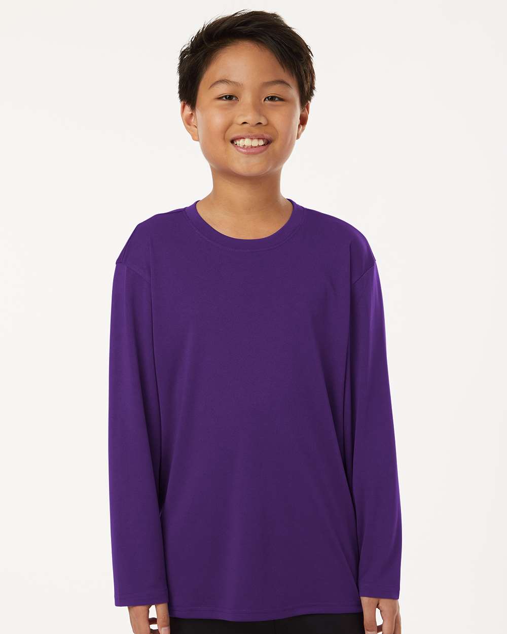 AllPro 48400Y Youth Pro-Lock Performance Long Sleeve T-Shirt in Purple size Large | Polyester