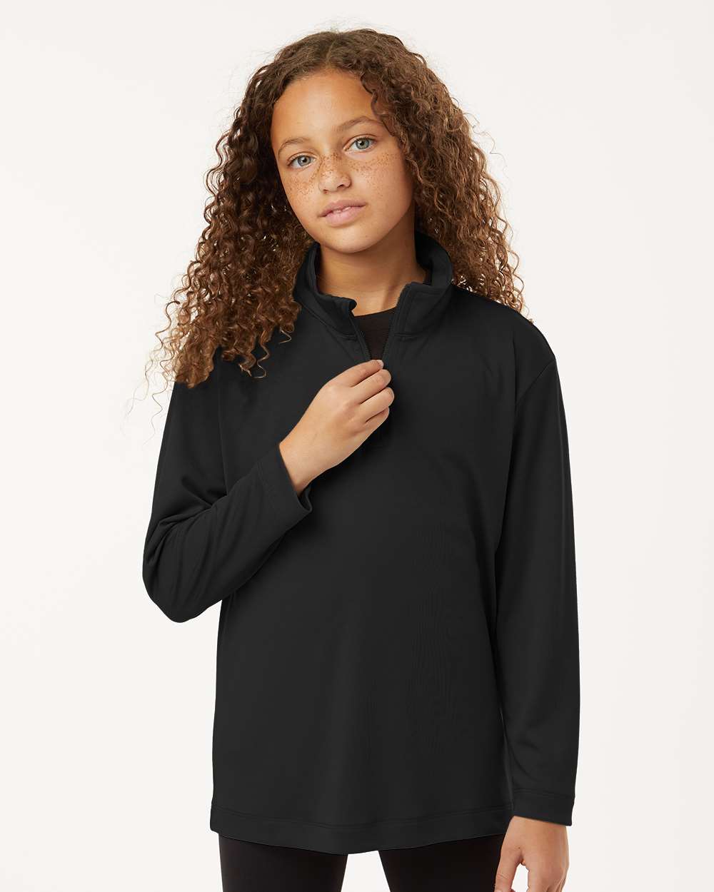 AllPro 41870Y Athletic Youth Pro-Lock Performance Quarter-Zip Pullover Top in Black size Large | Polyester