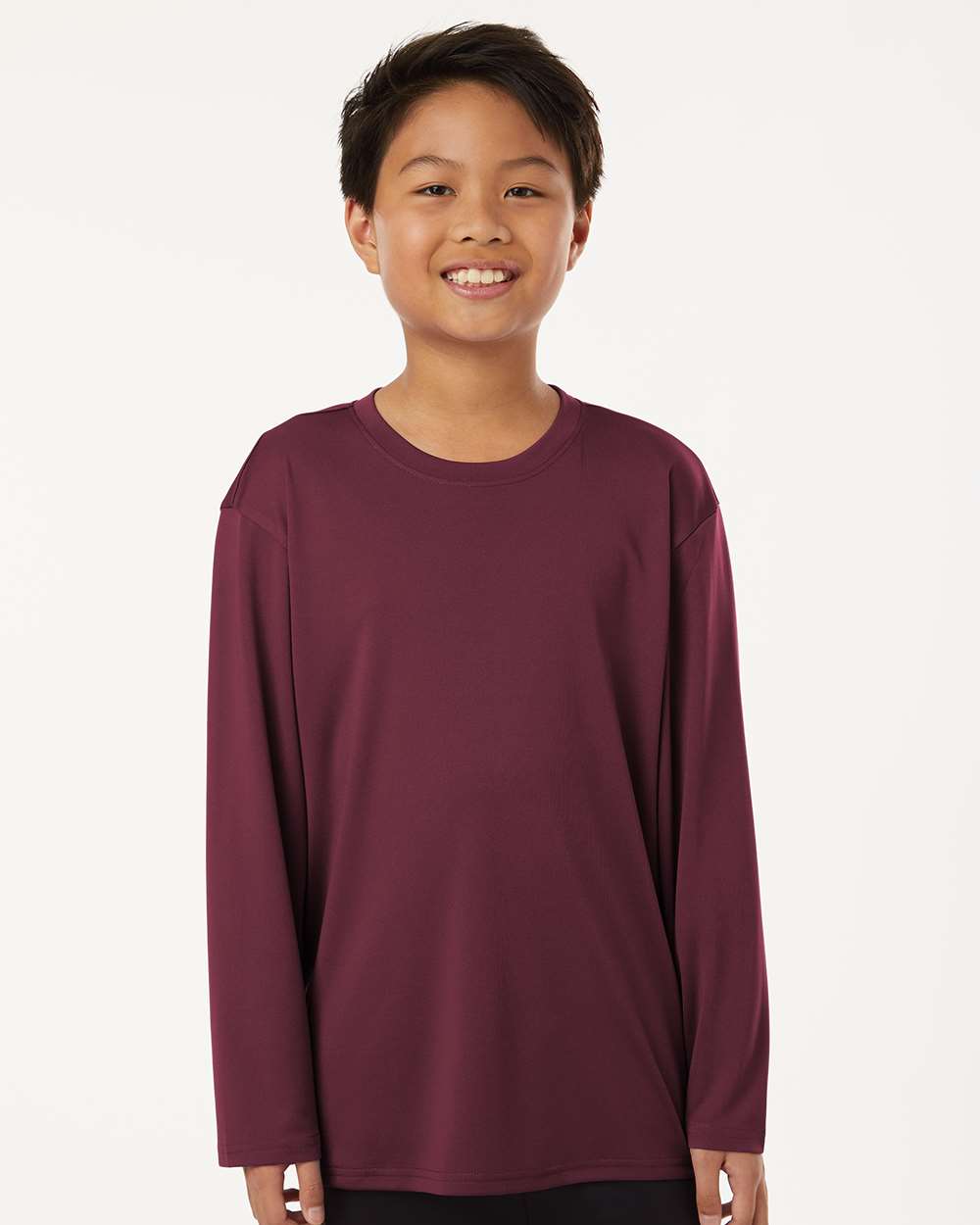 AllPro 48400Y Youth Pro-Lock Performance Long Sleeve T-Shirt in Maroon size Large | Polyester