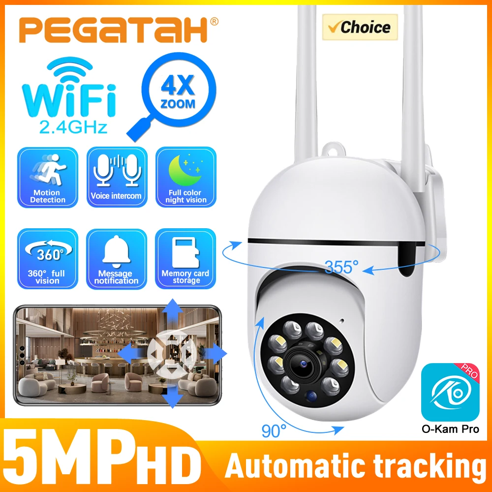 5MP HD PTZ Kamera WiFi Wireless 4X Zoom Intelligente Farbe Nachtsicht Sicherheit Überwachung Humanoiden Tracking O-Kam APP Alarm Image