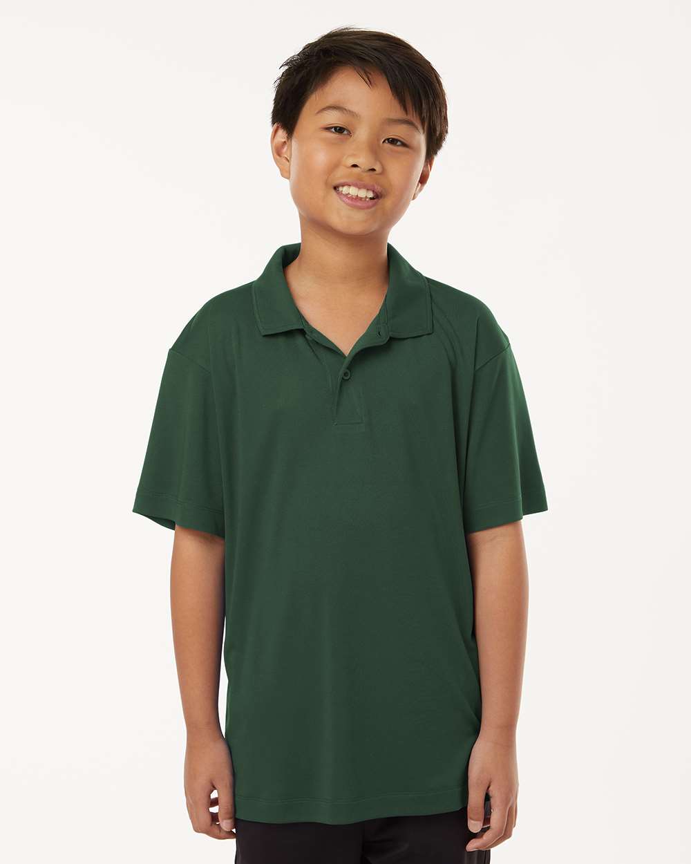 AllPro 41800Y Youth Pro-Lock Performance Polo Shirt in Forest Green size Large | Polyester