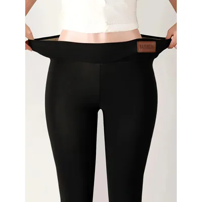 Women's warm commuting high waisted leggings for autumn and winter fashion, women's warm and plush elastic leggings