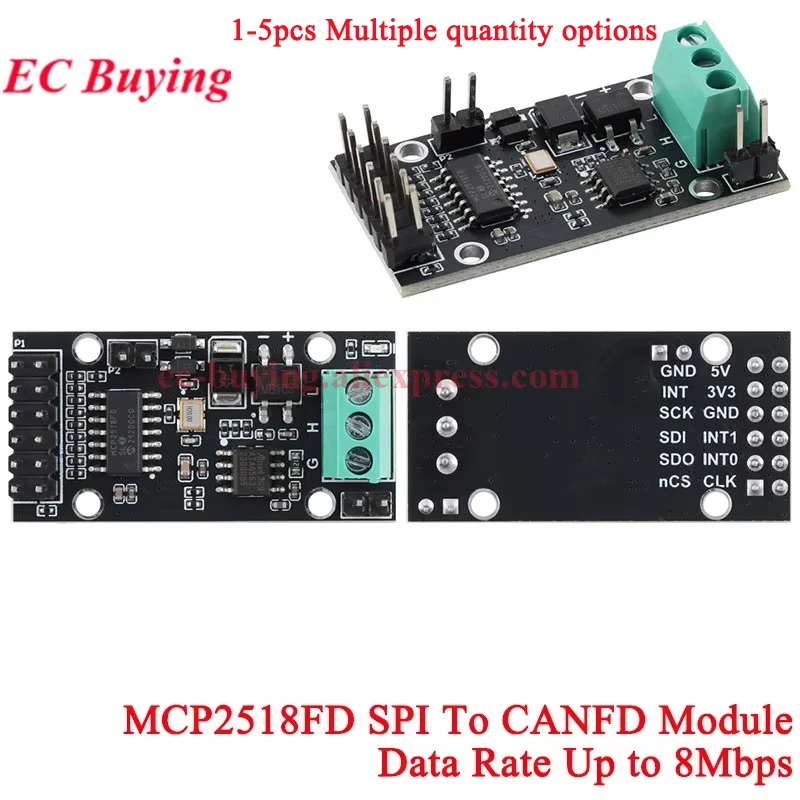 5 Stück/1 Stück MCP2518FD SPI-Schnittstelle zum CANFD-Modul MCP2518 CAN FD Controller-Modulplatine mit Datenrate bis zu 8 Mbit/s MCP2551T Image