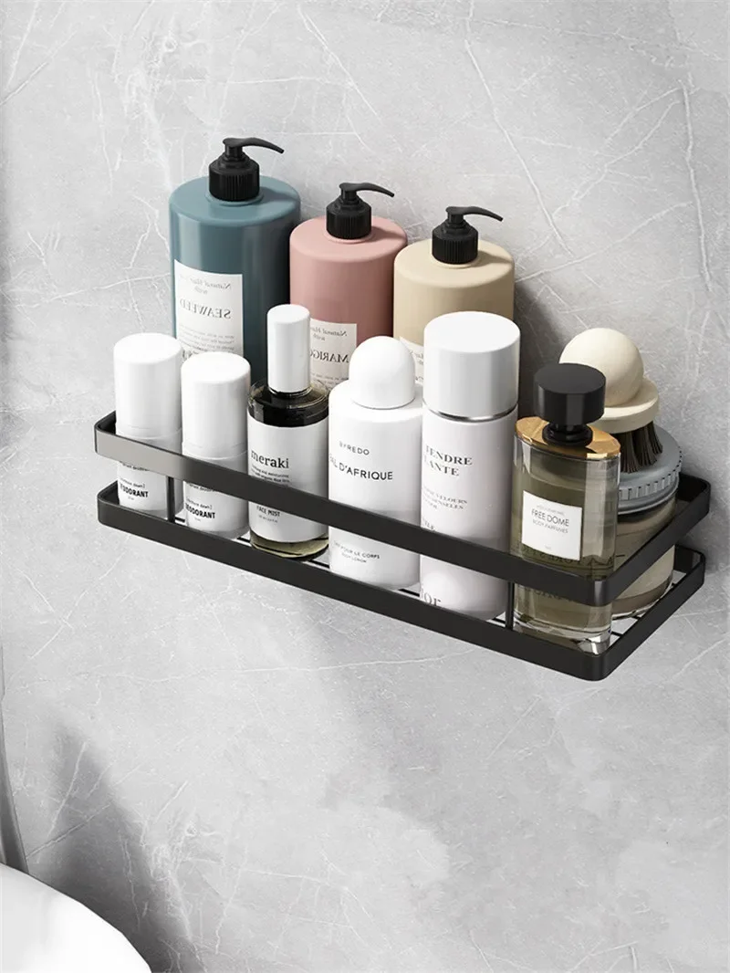 Étagère de salle de bain, étagère d'angle noire, support de douche de salle de bain en aluminium, étagère de douche de bain, support organisateur de rangement de salle de bain noir