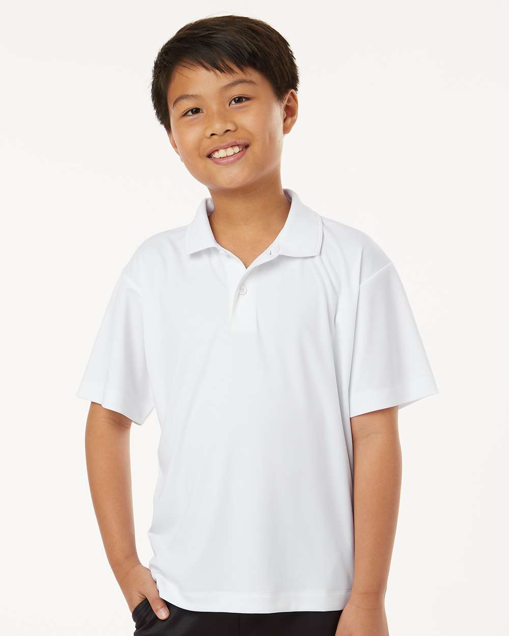 AllPro 41800Y Youth Pro-Lock Performance Polo Shirt in White size XS | Polyester