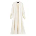 Y2K – robe longue en Satin pour femmes, élégante et Chic, blanche, col en v, manches longues, à lacets, mode été, robe de Date de banlieue, 2025
