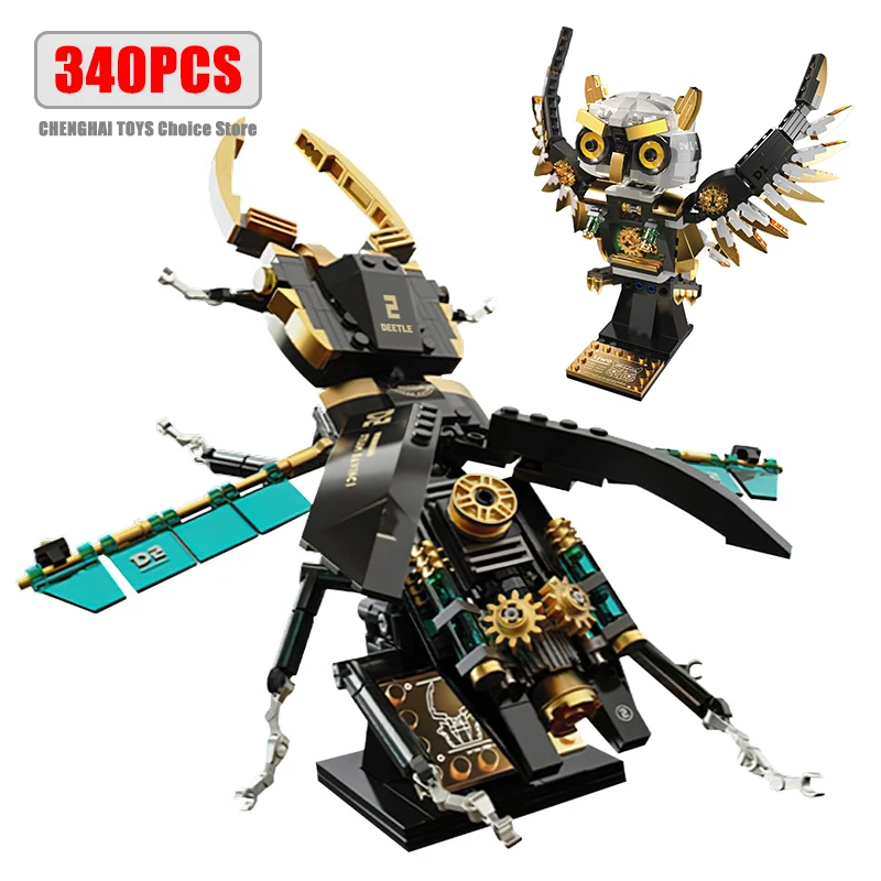 340-494PCS Dekor Käfer Maschinen Bausteine Set Bugs Eule Tier Idee Modell Gebäude Spielzeug Kinder Jungen Geburtstag geschenk Image