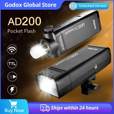Godox AD200 200Ws TTL GN60 High Speed Sync Pocket Flash + Godox Xpro-C/N/F Sender für Canon Nikon Fujifilm Kamera