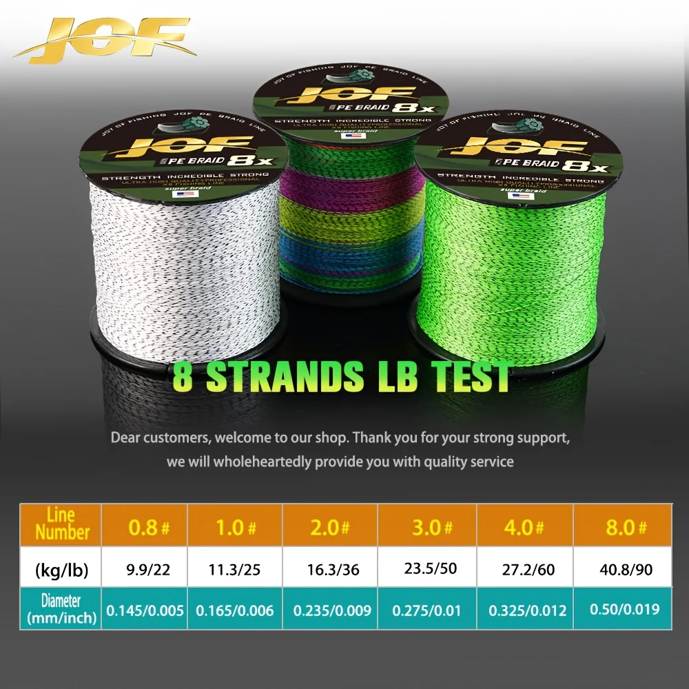 JOF X8 PE Geflochtene Angelschnur 8-Stränge 500M Karpfenangeln Zubehör Langlebige Multifilamentschnur für Angelausrüstung 22-90LB Image