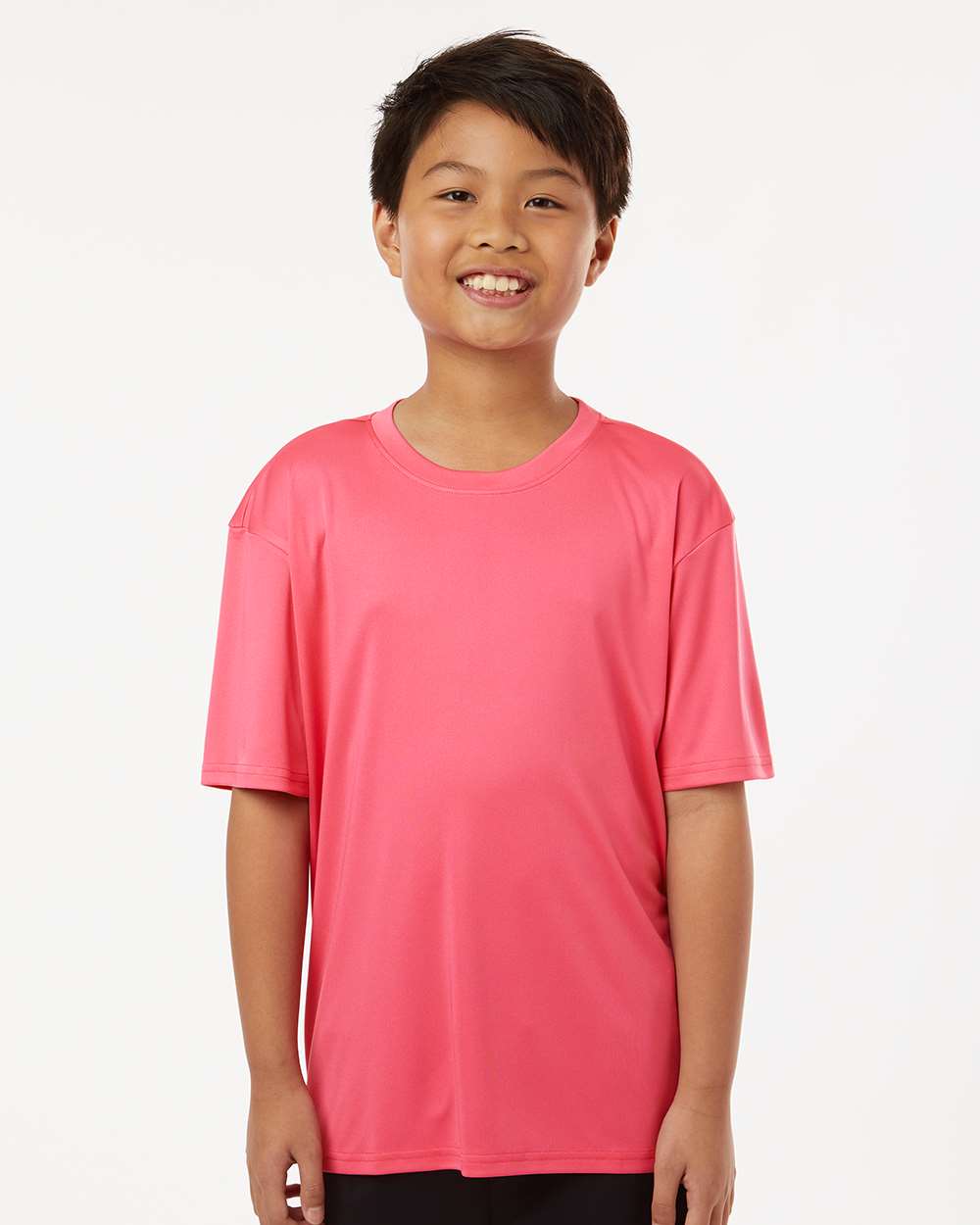 AllPro 48000Y Youth Pro-Lock Performance T-Shirt in Bright Pink size Large | Polyester