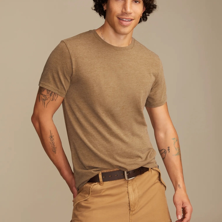 Lucky Brand Venice Burnout Crew Neck Tee - Men's Clothing Tops Shirts Tee Graphic T Shirts in Dark Olive, Size 2XL