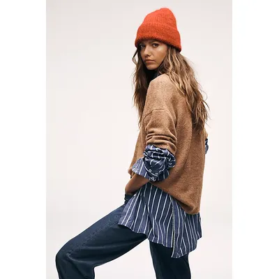 We The Free Hallie French Cuff Stripe Top at Free People in Ralph Pinstripe, Size: Small