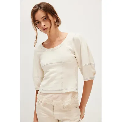 Milo Knit Top at Free People in Tofu, Size: XL