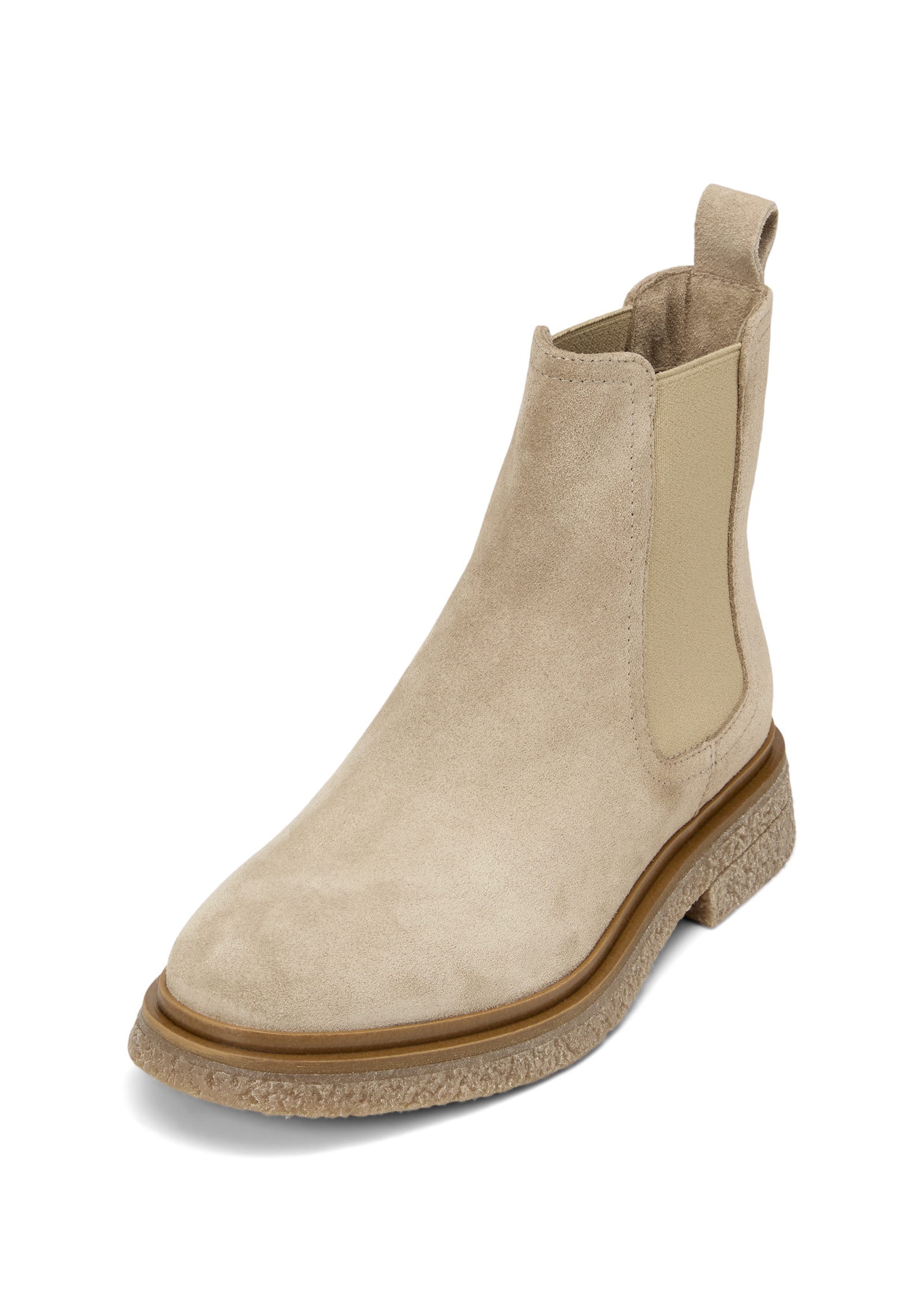 Chelseaboots MARC O'POLO "aus weichem Veloursleder", Damen, Gr. 36, beige (taupe), Obermaterial: 100% Leder (Rind), unifarben, Schuhe Chelseaboots