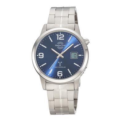 Funkuhr MASTER TIME "Expert Titan", titansilberfarben, blau, Armbanduhren, Herren, Quarzuhr, Armbanduhr, Herrenuhr, analog, digital Image