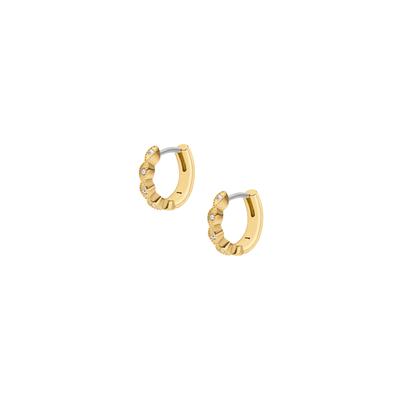 Paar Creolen FOSSIL "Schmuck Geschenk Edelstahl ELLIS", gelbgoldfarben, edelstahlfarben, kristallweiß, kristallweiß, Ohrringe, Damen, Edelstahl, mit Glasstein Image