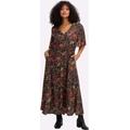 Druckkleid SHEEGO BY JOE BROWNS "Kleid", Damen, Gr. 50, Normalgrößen, schwarz (schwarz, bedruckt), 100% Viskose, gemustert, mehrfarbig, Paisley, bedruckt, lang, Kurzarm, Kleider