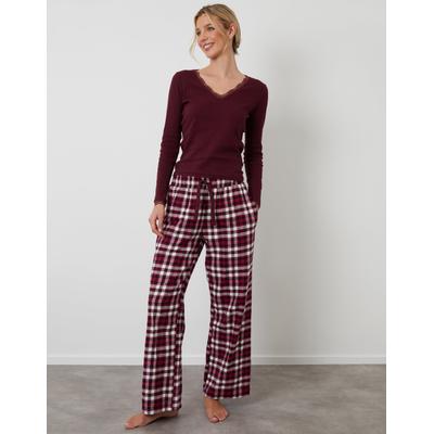 Burgundy Long Sleeve Check Pyjamas (2-Piece Set)