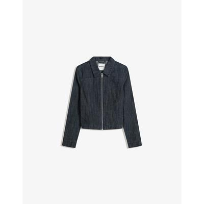 Bershka Denim Jacket With Zip Women L Navy