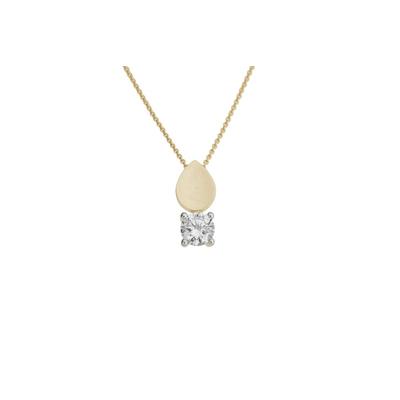 Ketten-Anhänger FIRETTI "Schmuck Geschenk Gold 375 Halsschmuck Anhänger Tropfen Solitär", gelb (gelbgoldfarben, weißgoldfarben, kristallweiß, kristallweiß), Schmuckanhänger, Damen, Gelbgold 375, 0,7 g, mit Zirkonia (synth.) Image
