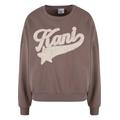 Sweater KARL KANI "Karl Kani Karl Kani Woven Signature Star Logo Crew", Damen, Gr. S, grau (taupe), 80% Baumwolle, 20% Polyester, bedruckt, Rundhals, Langarm, Sweatshirts