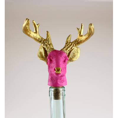 Flaschenverschluss AM DESIGN "Hirsch", pink, B:12,5cm H:8,5cm L:14cm, Polyresin, Kork, Flaschenverschlüsse, 2er Set Image