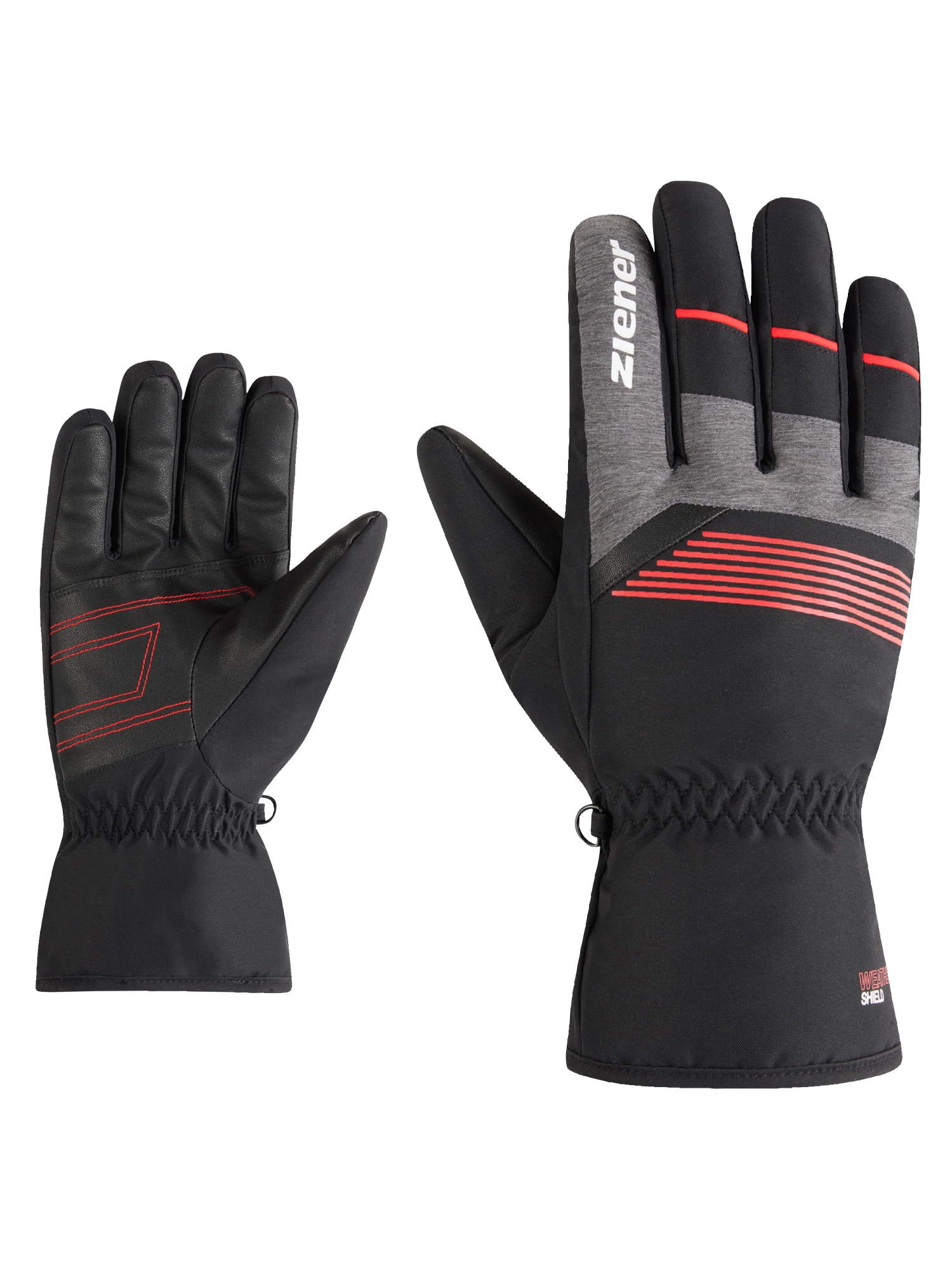 Skihandschuhe ZIENER "GEVIN-Z glove man", Herren, Gr. 9, schwarz (schwarz. rot), Obermaterial: 100% Polyester; Innenhand: 100% Polyester; Futter: 100% Polyester; Wattierung: 100% Polyester, Handschuhe Image