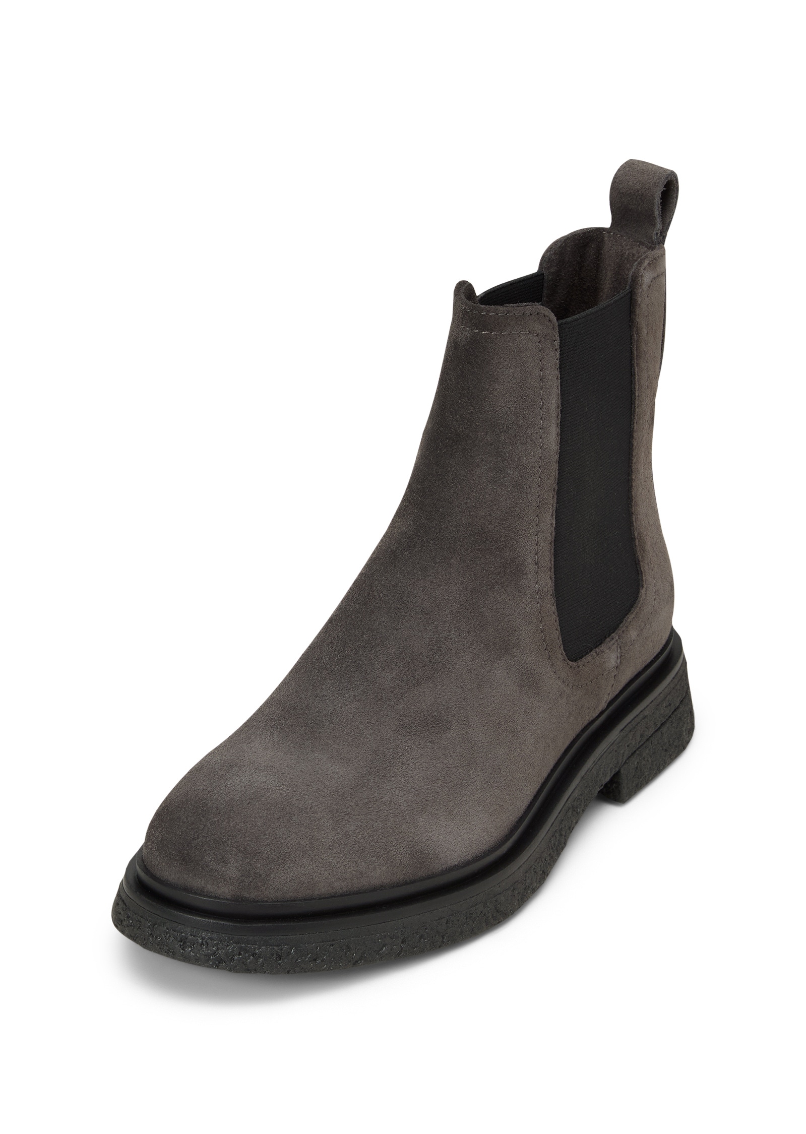 Chelseaboots MARC O'POLO "aus weichem Veloursleder", Damen, Gr. 42, grau (schwarz graphite), Obermaterial: 100% Leder (Rind), unifarben, Schuhe Chelseaboots