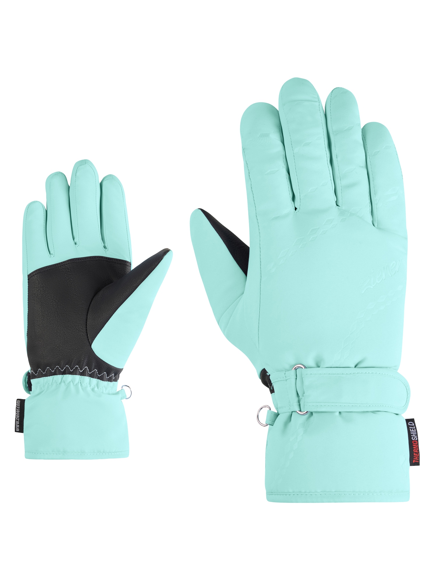 Skihandschuhe ZIENER "KEVA-Z PR glove lady", Damen, Gr. 7.5, radiant lagoon, Obermaterial: 100% Polyester; Innenhand: 100% Polyester; Futter: 100% Polyester; Wattierung: 100% Polyester (recycelt), Handschuhe Image
