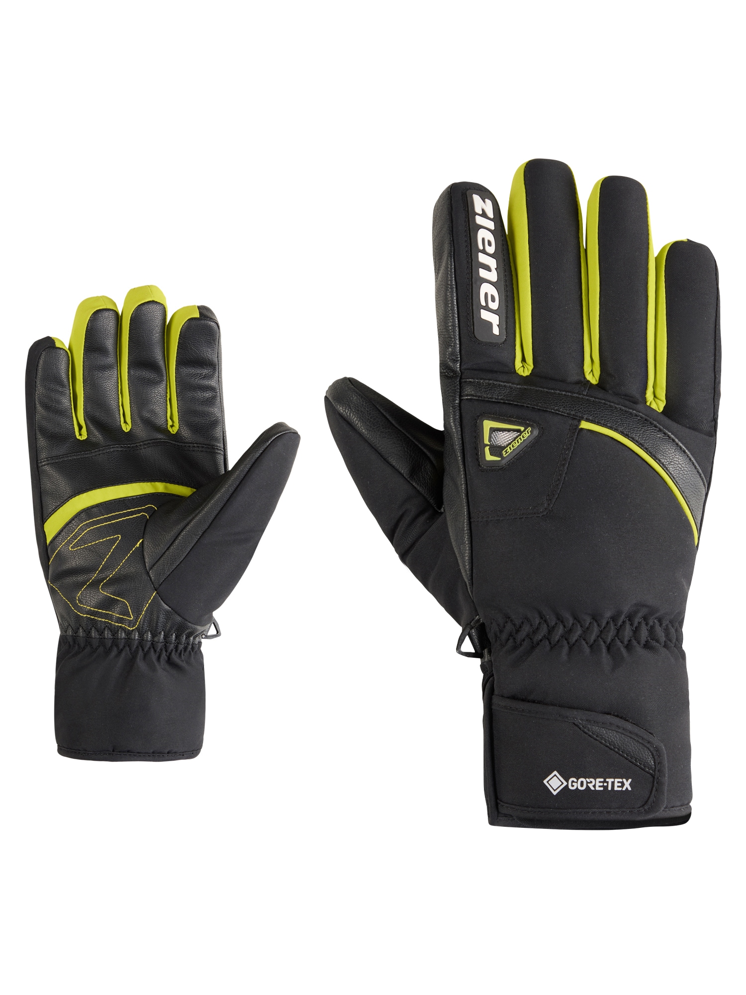 Skihandschuhe ZIENER "GALISO-Z GTX + GORE PLUS", Herren, Gr. 8,5, schwarz.electric grass, Obermaterial: 100% Polyester; Innenhand: 100% Polyester; Futter: 100% Polyester; Wattierung: 100% Polyester (recycelt), Handschuhe Image
