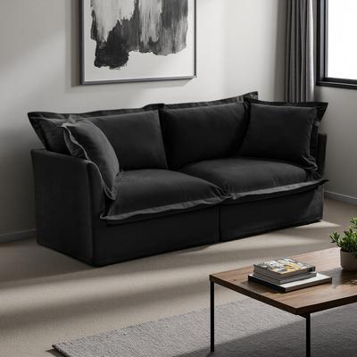 Plush Chenille 2-Seater Sofa with Deep Seat & Detachable Covers