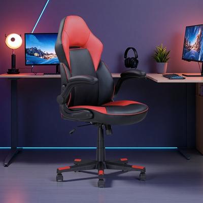 Faux Leather Gaming Chair with Adjustable Height, Swivel & Tilt