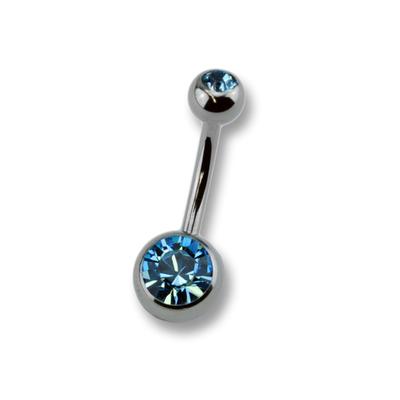 Zeeme Body Jewelry Piercing Titan silberfarben Kristall dunkelblau Image