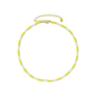 Fashionbox Kette mit Vinylplättchen gelb/weiß vergoldet Image