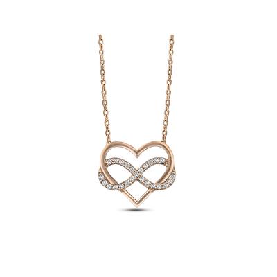 Dkeniz Anhänger mit Kette 925/- Sterling Silber rosévergoldet Infinity Herzkette Image