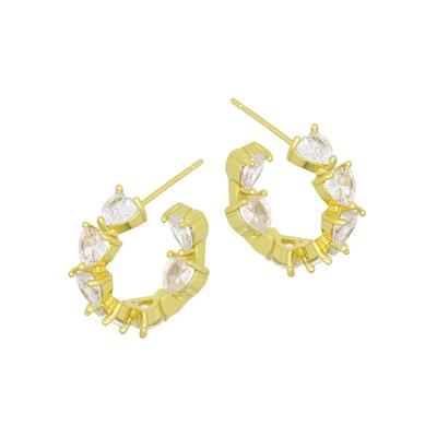 Fashionbox Steckcreolen vergoldet mit Zirkonia weiss in Herzform 20mm Image