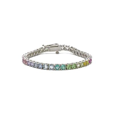 Fashionbox Armband Messing rhodiniert mit Zirkonia multicolor 17 cm Image