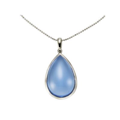 Jamelli Anhänger mit Kette 925 Silber rhodiniert Quarz blau (beh.) Image