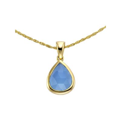 Jamelli Anhänger mit Kette 925 Silber vergoldet Chalcedon blau Image