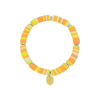 Fashionbox Armband Messing Vinylplättchen multi orange flexibel Image