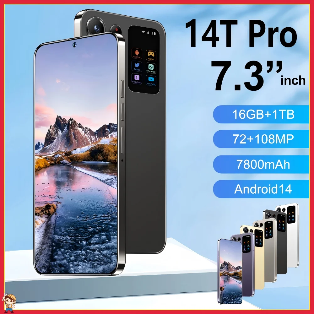 Nouveau 14T Pro Smartphone Original 7.3HD 5G double carte Sim téléphone portable Android 15 72MP + 108MP 22G + 2TB 7800mAh téléphones mobiles débloqués
