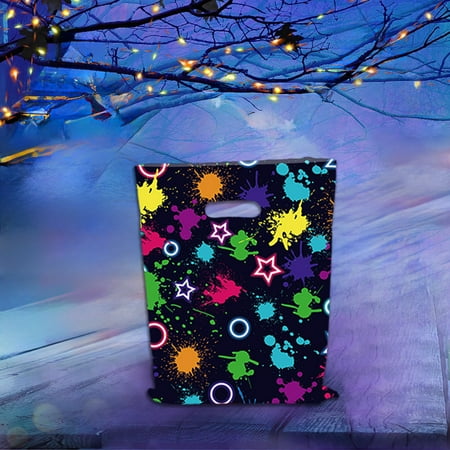 24Pcs Neon Party Favor Bags Let s Glow in The Dark Party Supplies Plastic Colorful Candy Bag Gift Treat Bags Neon Themed Goody Bags Party Favor for Neon Glow Birthday Party Decor