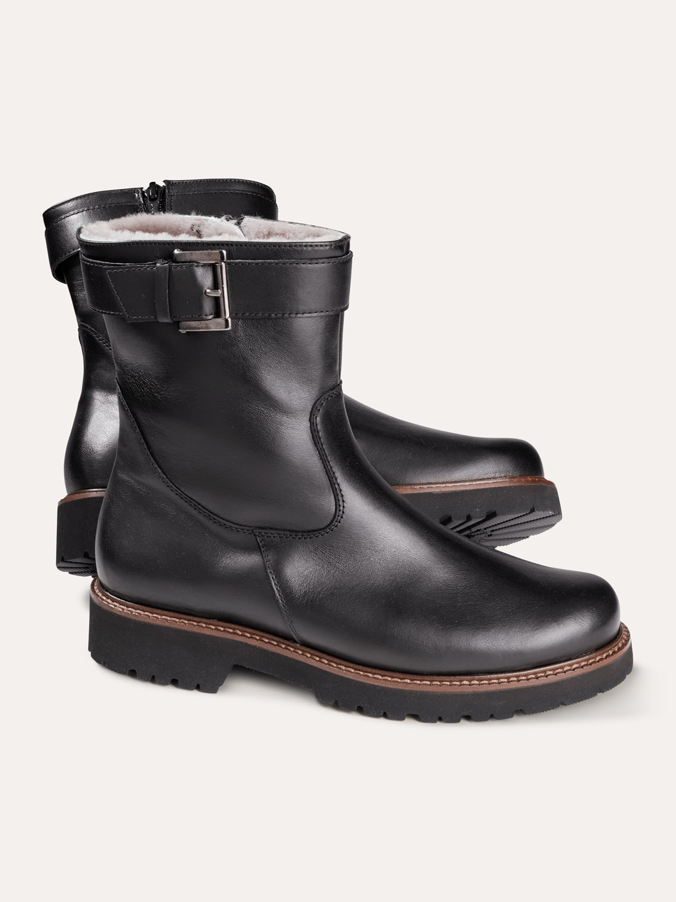 Walbusch Damen Lammfell-Stiefelette Schwarz noch offen: Muster